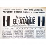 El ataque. Ofensiva para la reconquista de la patria y la liberación del pueblo. Año II N° 12 órgano del Movimiento Nacionalista Social ¿Un estado judío en Argentina?