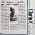 Clarín. Aún vivirían en Argentina otros 14 criminales de guerra.