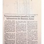 El Tiempo. Asentamiento israelí a 2100 kilómetros de Buenos Aires