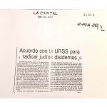 La Capital. Acuerdo con la URSS para radicar judíos disidentes