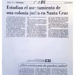 La Nación. Estudian el asentamiento de una colonia judía en Santa Cruz.